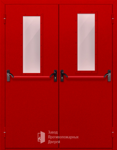 Фото двери «Двупольная с стеклом и антипаникой (красная)» в Можайску