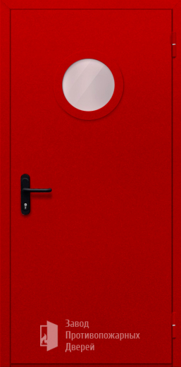 Фото двери «Однопольная с круглым стеклом (красная)» в Можайску