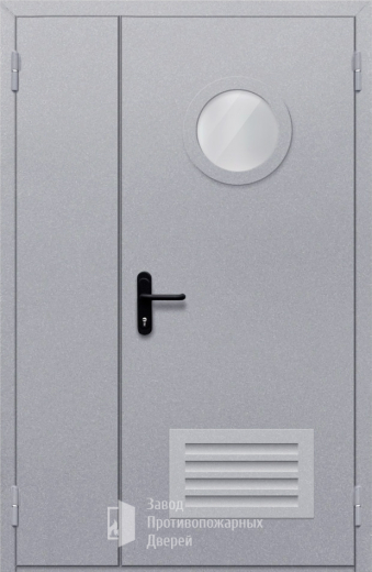 Фото двери «Полуторная с круглым стеклом и решеткой» в Можайску