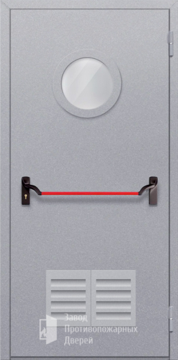 Фото двери «Однопольная с круглым стеклом и решеткой (антипаника)» в Можайску