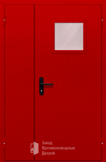 Фото двери «Полуторная со стеклопакетом (красная)» в Можайску