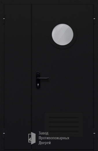 Фото двери «Полуторная с вентиляцией и стеклом №44» в Можайску