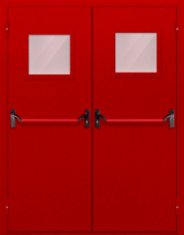 Фото двери «Двупольная со стеклопакетом и антипаникой (красная)» в Можайску