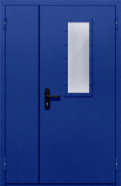 Фото двери «Полуторная со стеклом (синяя)» в Можайску