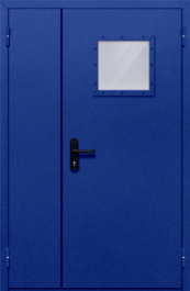 Фото двери «Полуторная со стеклопакетом (синяя)» в Можайску